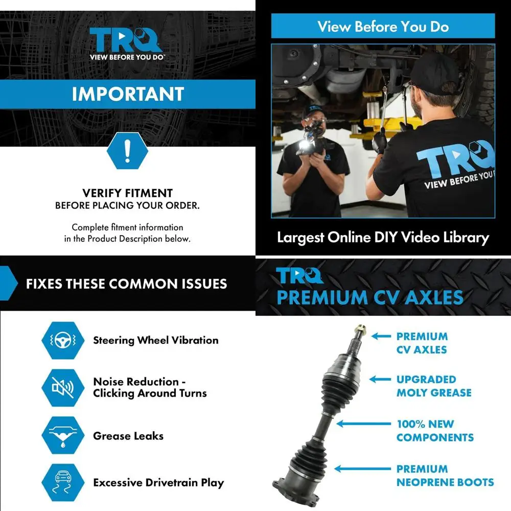 

TRQ Front Left Right CV Axle Shaft Assembly Neoprene Boots Compatible with 2015-2023 Chevrolet Silverado 2500 HD Silverado 3500