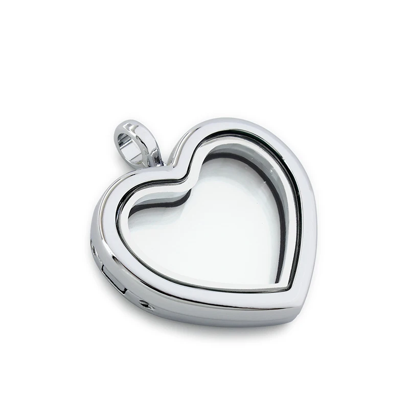 Heart Shape Glass Living Memory Locket Charms สร้อยคอเหรียญจี้สำหรับเครื่องประดับทำไม่มีของขวัญ