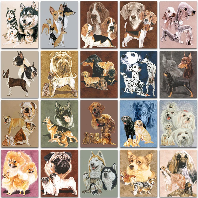 Pintura de diamante 5D, animal, perro, Bulldog, Husky, Corgi Shar Pei, bordado cuadrado y redondo completo, mosaico, pintura de punto de cruz, decoración del hogar