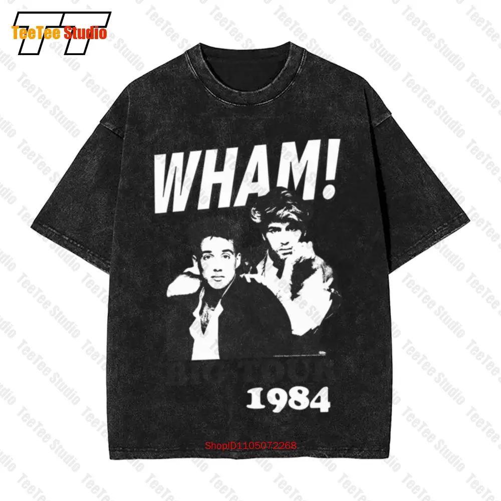 Wham 1984 Big Tour Dark Grey Vintage Oversized T-Shirt E91J