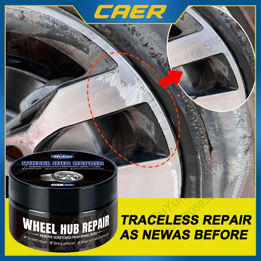 Car Wheel Hub Repair Kit Scratch Removal and Polish Restore Paste for Auto Alloy Metal Rim