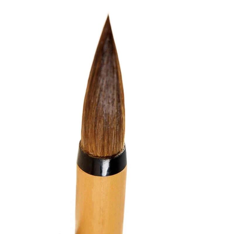 Mixed Hair Calligraphy Brush Yan Zhenqing Medium Regular Script Writing Brush Running Script Pen Bamboo Handle Painting Brush