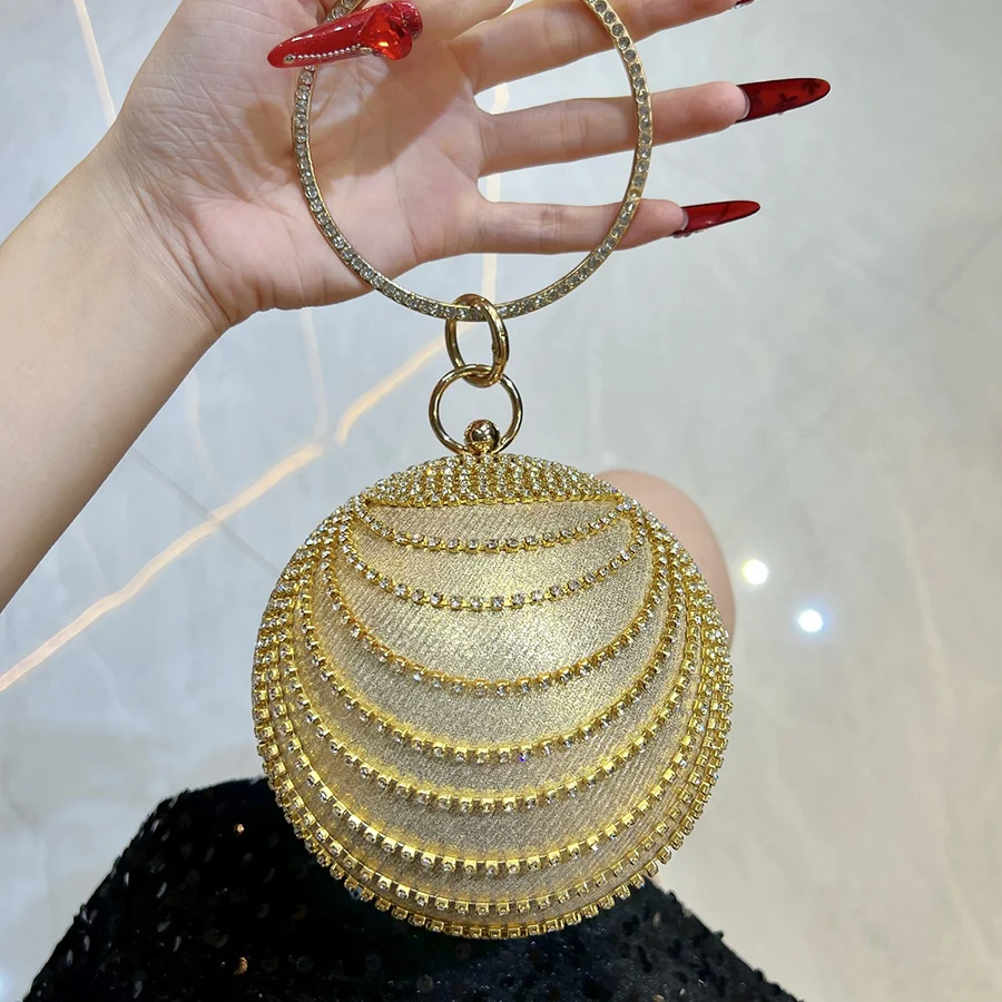 

Clutch Purse Luxury For Women Round Ball Shape Designer Handbag Tassel Diamond Evening Bag High-Grade Elegant Party Wedding Bags