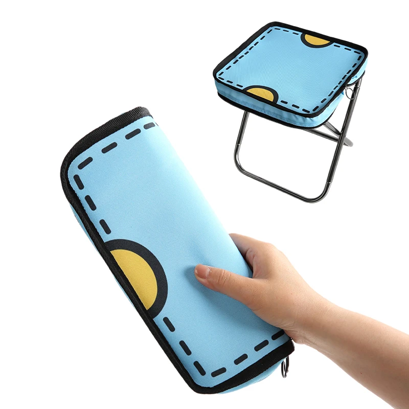 

Anime 2D Pattern Ultra Light Folding Stool - Music Festival Camping Queue Chair - Detachable Sling Strap - Pouch Storage