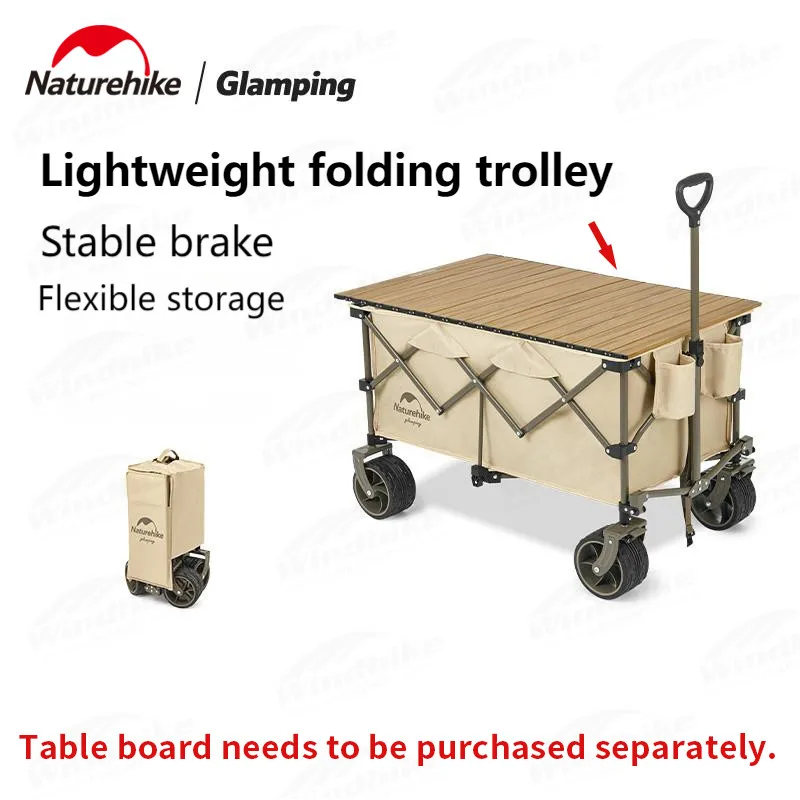 

Naturehike Outdoor Foldable Trailer 197L Big-Capacity Sundries Storage Glamping Trolley 120kg Bearing Weight With Brake Trolley