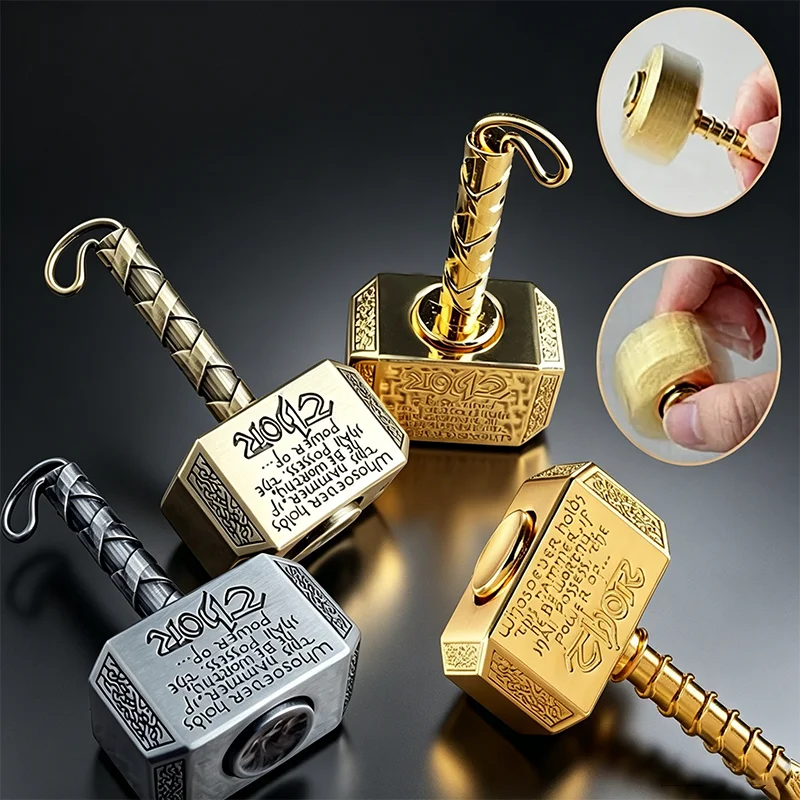 Mini Metal Hammer Kinetic Rotating Pocket Ornament, Smooth Spinning Hand Twist Decor, Portable Pocket Accessory For Daily Office