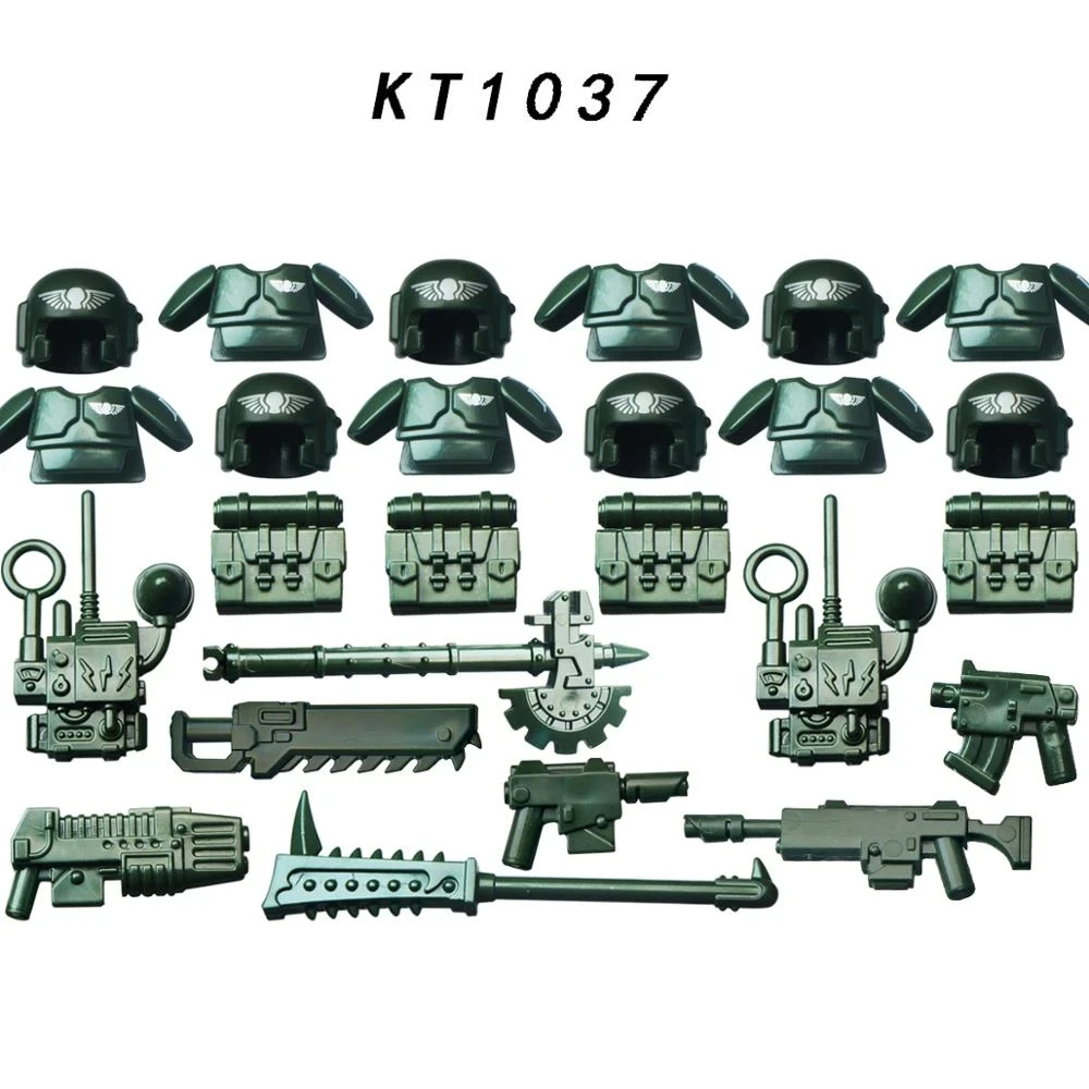 Military Game Figures Warhamm 40 Building Blocks Soldiers Weapons Armys Armored Sergeant Gun Accessories MOC Bricks Kids Toys