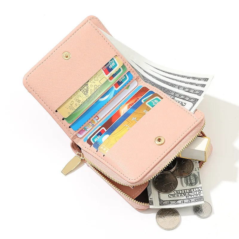 ShortWomen's Wallet Foldable Design with Multiple Card Slots Zipper Coin Pocket Earphone And Lipstick Organizer for Ladies