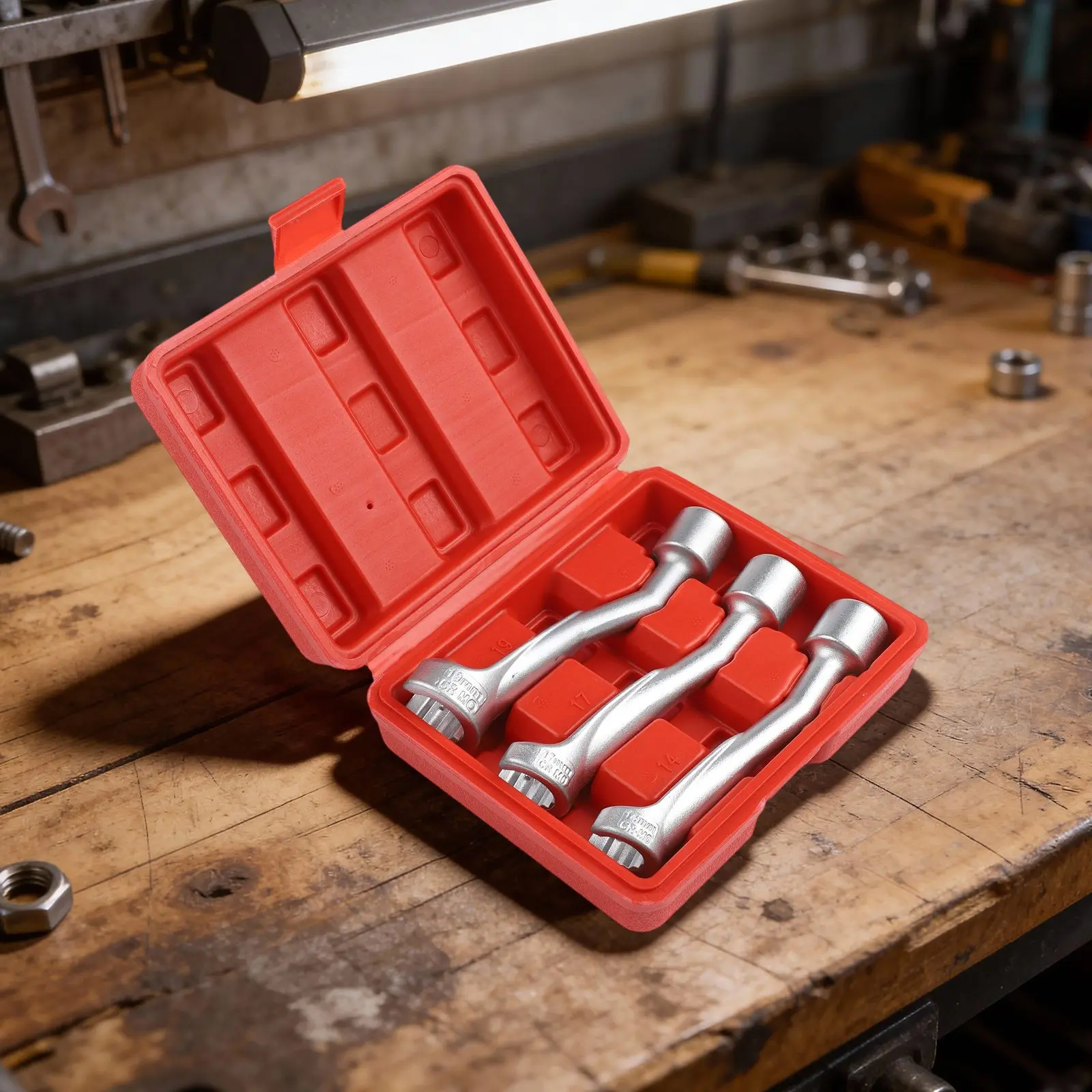 1/2in Drive Fuel Injector Socket Wrench Line Injection Socket 14mm 17mm 19mm Open End Wrench 12.5mm Square Drive Sleeve Wrench