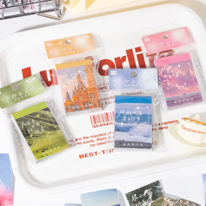 4 styles 50 pcs Everything freedom series Life theme collage sticker Scrapbooking Material Diary Album Junk Journal Supplies