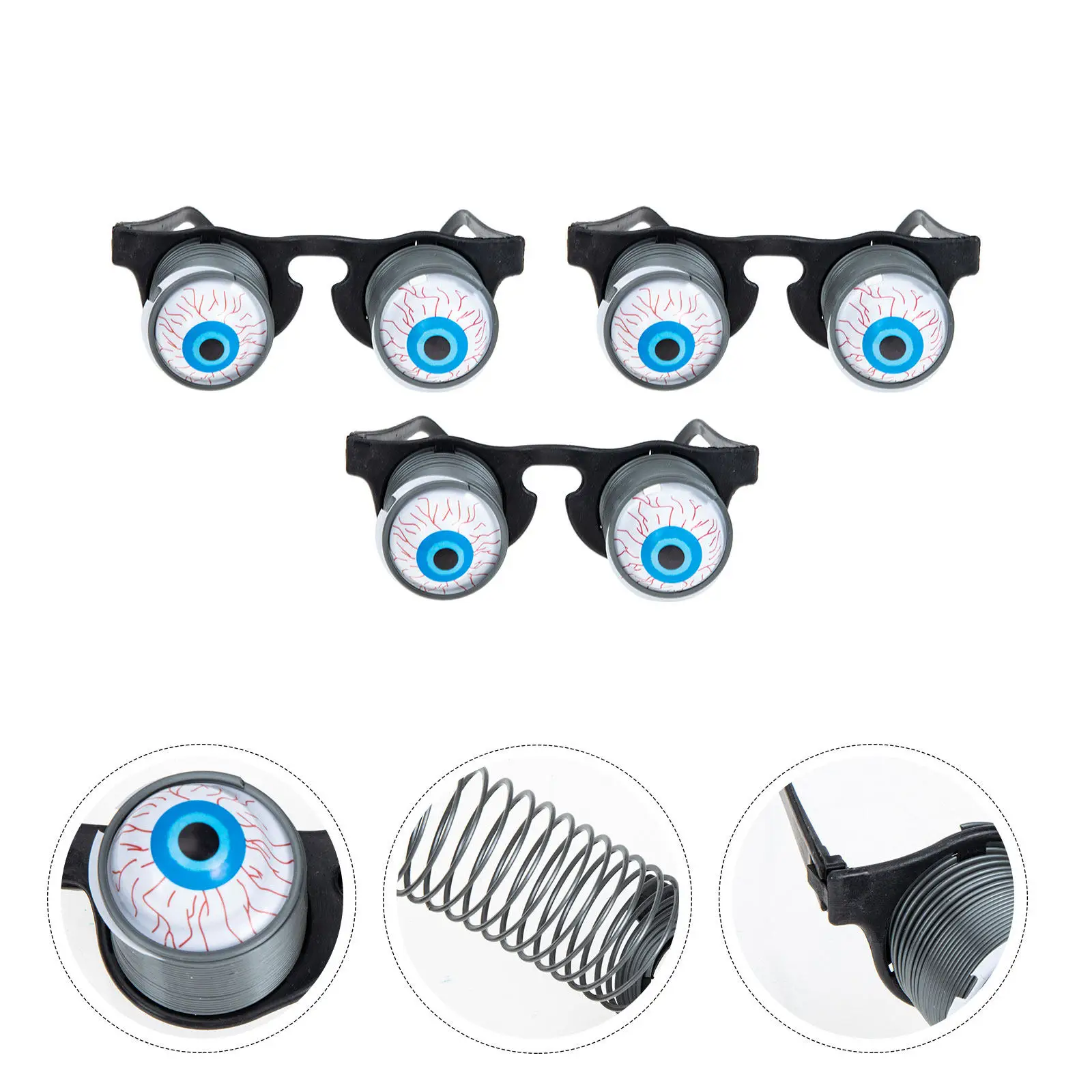 

3Pcs Halloween Scary Eyeball Bounce Eyeglasses Funny Glasses Party Prank Props Cosplay Photo Novelty Eyewear Funny Glasses