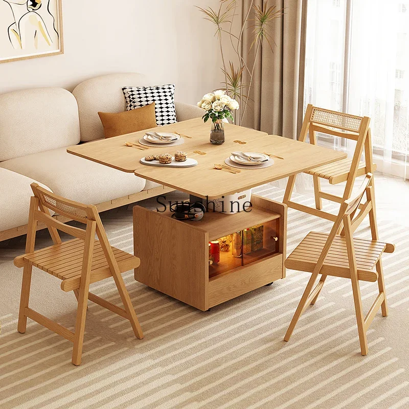 

Japanese lift folding coffee table living room small apartment modern sofa side cabinet