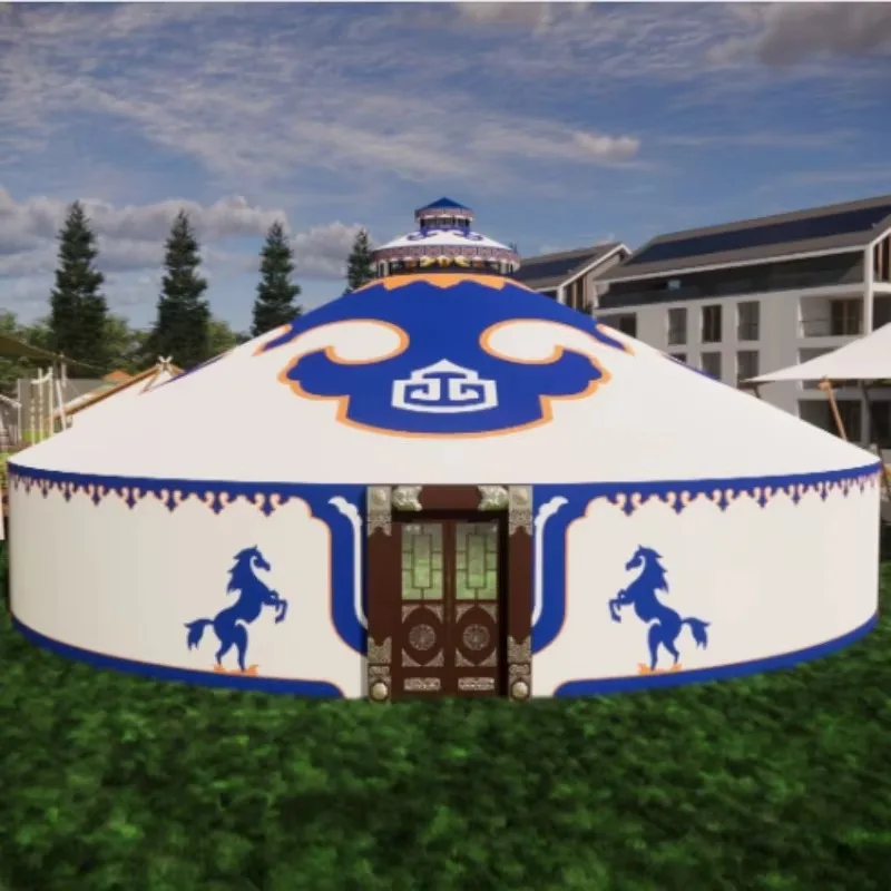 Picture 6: YTYIN Factory Sales PVC Cotton Yurt Teepee Tent 5M 7M 8M 12M Outdoor Glamping Bell Mongolian Tent For 4 Seasons For Family Touri
