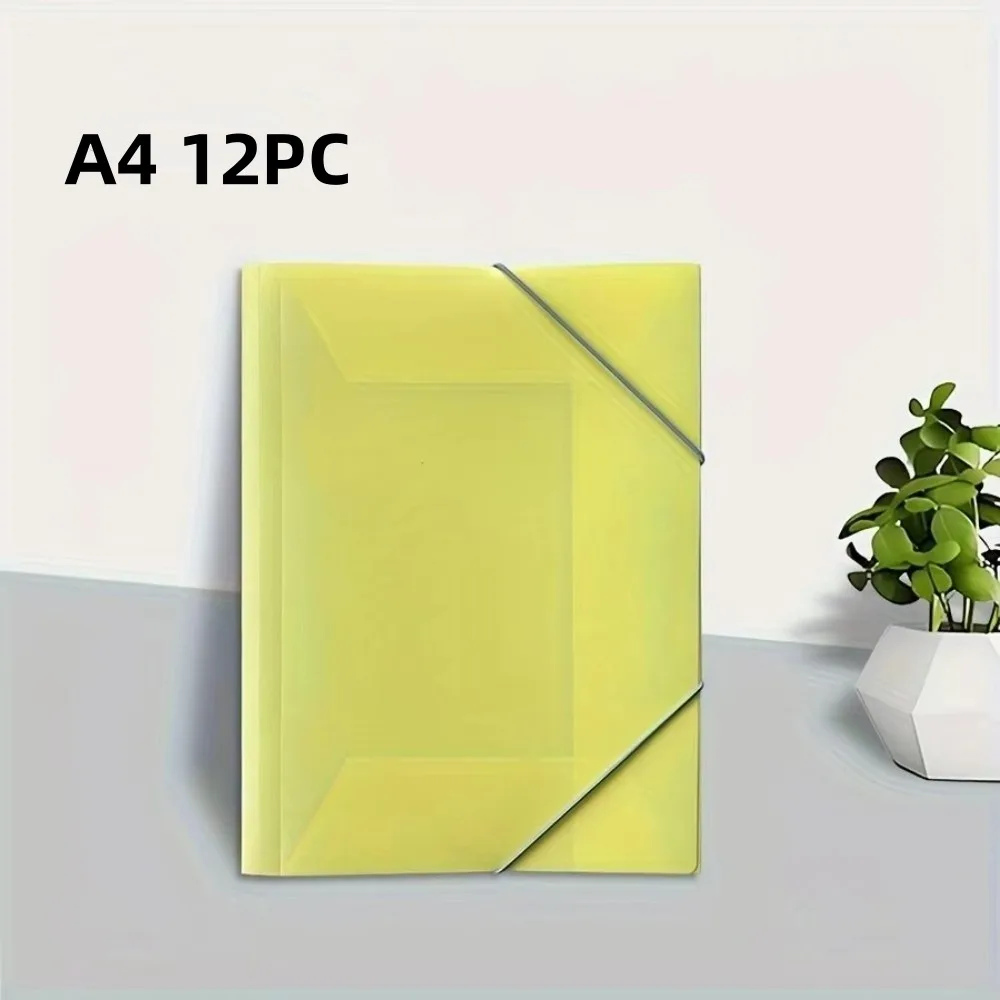 

12pcs A4 Office Project Binder with Elastic Closure Large Capacity Elastic Cord File Bag Storage Bag Drawstring Document Pouch