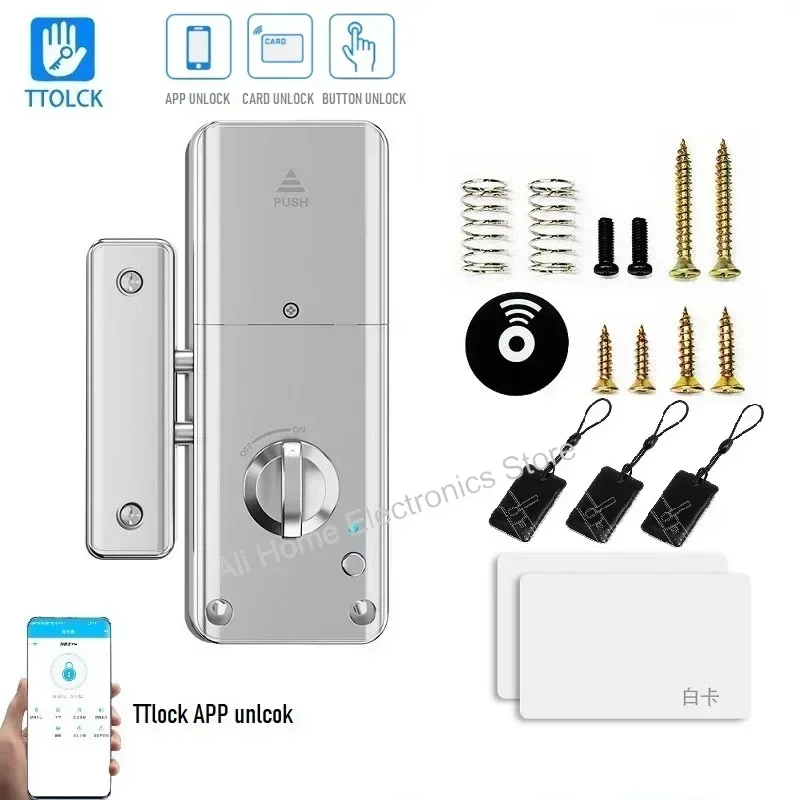 Ttlock fechadura inteligente para porta de madeira escondida, fechadura magnética, aplicativo, cartão ic, desbloqueio remoto, armário eletrônico,