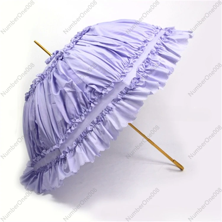 

Victorian Elegant Sun Umbrella, Multi-Layer Lace & Ruffle Hem Parasol, UPF 50+ Vintage Style Sunshade