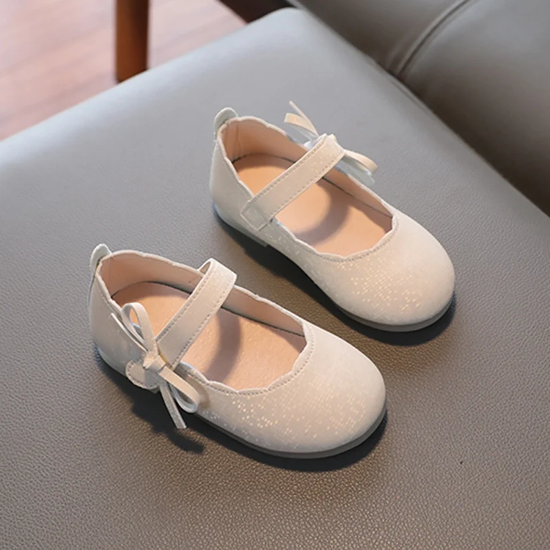 Children PU Leather Shoes Baby Girls Princess Shoes First Walker Soft Bottom Non-Slip Flats Shoes Baby Wedding Party Flats Shoes