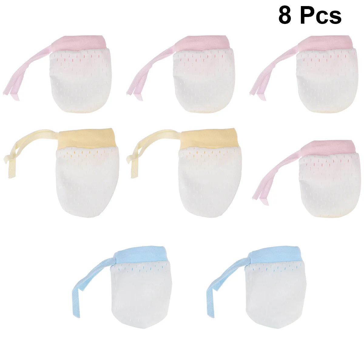 

4Pairs Baby Gloves Newborn Anti-Grasping Protection Face Anti Scratching Gloves Ice Silk Pink Blue Yellow Colors