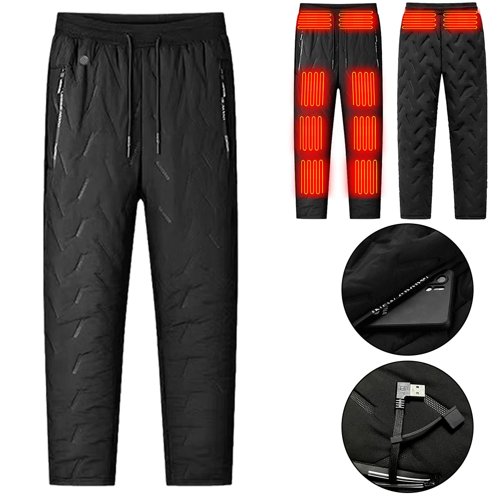 Unisex Heating Trousers 10 Heating Zones Heated Thermal Pants 3 Temperature Modes Waterproof Winter Electric Warmer Clothing