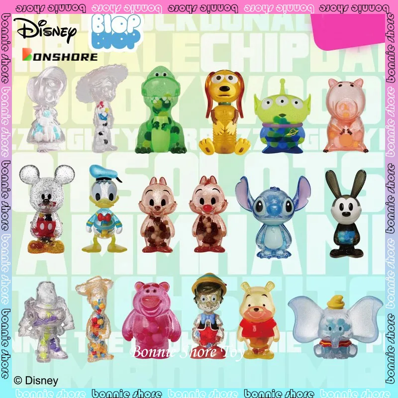 

Disney Blopblop Series Blind Box Cute Transparent Figures Kawaii Mickey Stitch Donald Duck Anime Figure Girl Birthday Toys Gift