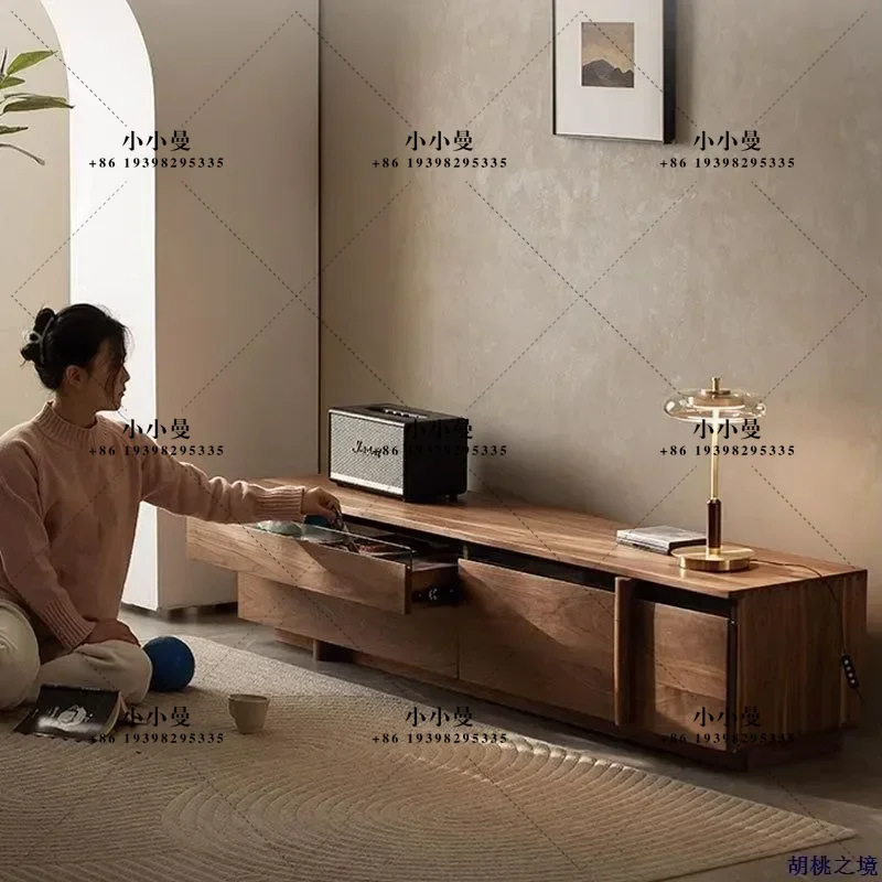 North American Black Walnut Solid Wood TV Cabinet Cherry Wood Modern Simple Living Room Small Floor to Ceiling Audio Visual