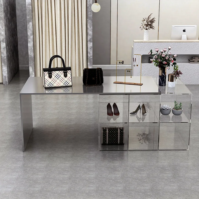 

Магазин одежды Nakajima, платформа, витрина, акриловый водный столик, комбинированный дисплей из нержавеющей стали, настольный светильник, роскошный простой