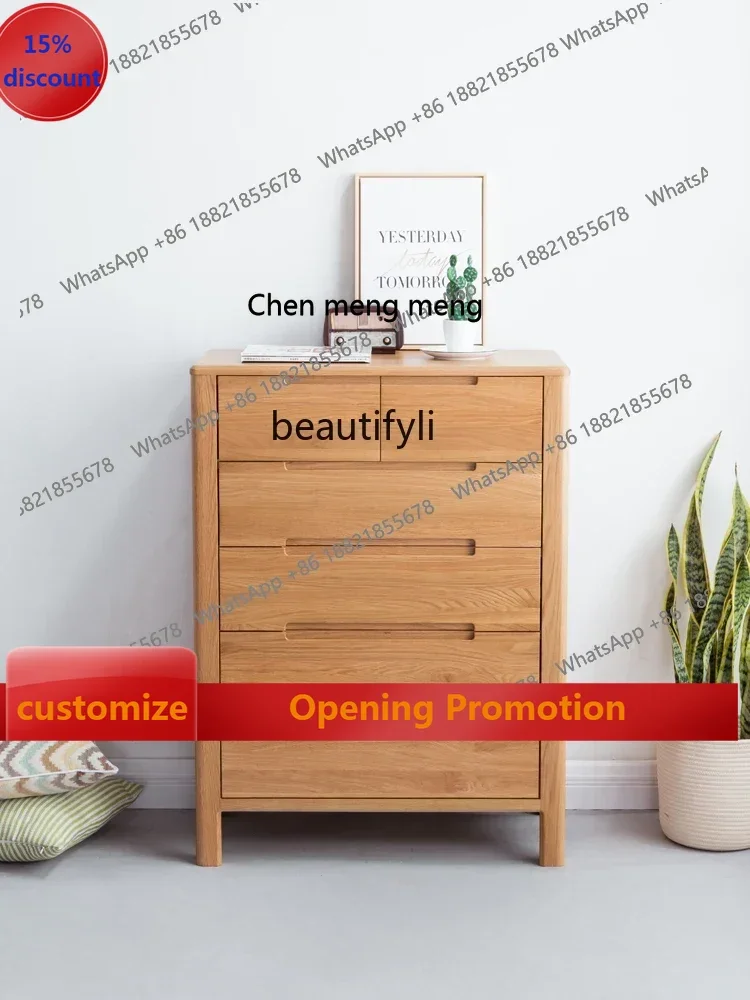

ss7304 Комод из цельного дерева с шестью ящиками, дубовый шкафчик, простой роскошный шкаф с пятью ведрами в скандинавском стиле