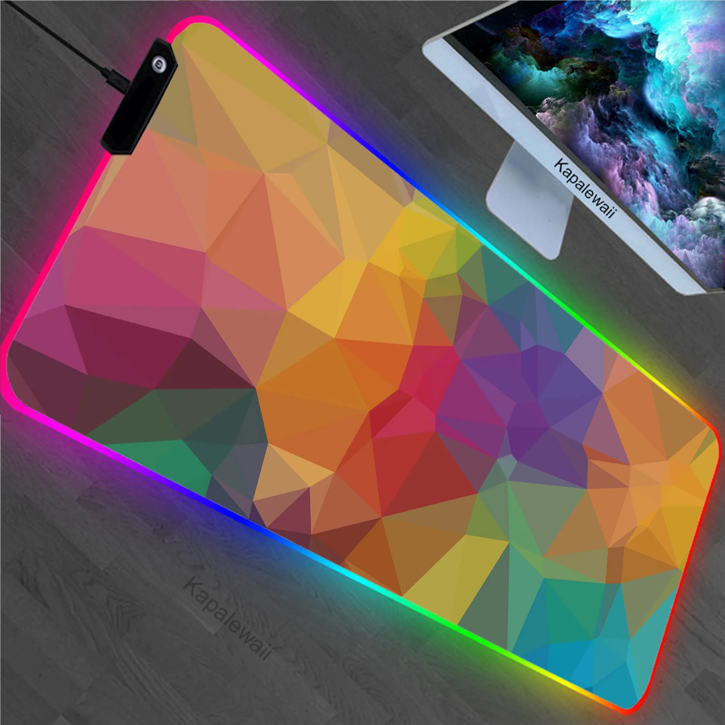 

Geometry RGB Extended Mousepad Gaming Speed Keyboard Pads Rubber Desk Mat Notebook Office Mouse Pad Tapis De Souris 900x400mm