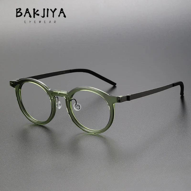 

Denmark Brand Titanium Acetate Glasses Frame Round Screwless Eyewear Men Women Retro Clear Frames Myopia Prescription Eyeglasses