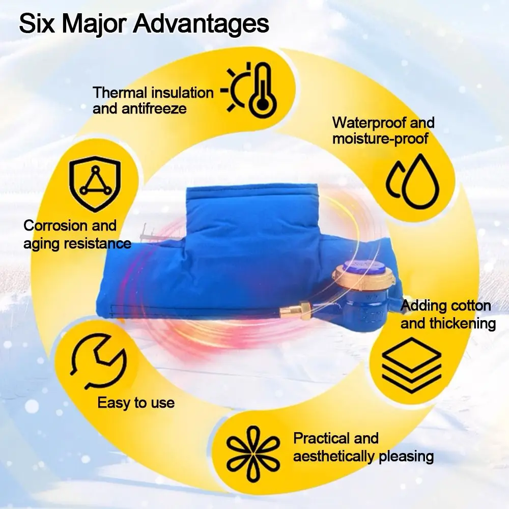 

Новый двухсторонний водонепроницаемый изоляционный чехол для счетчика воды, синий 3-ходовой антифриз, съемная труба, защита от замерзания на открытом воздухе