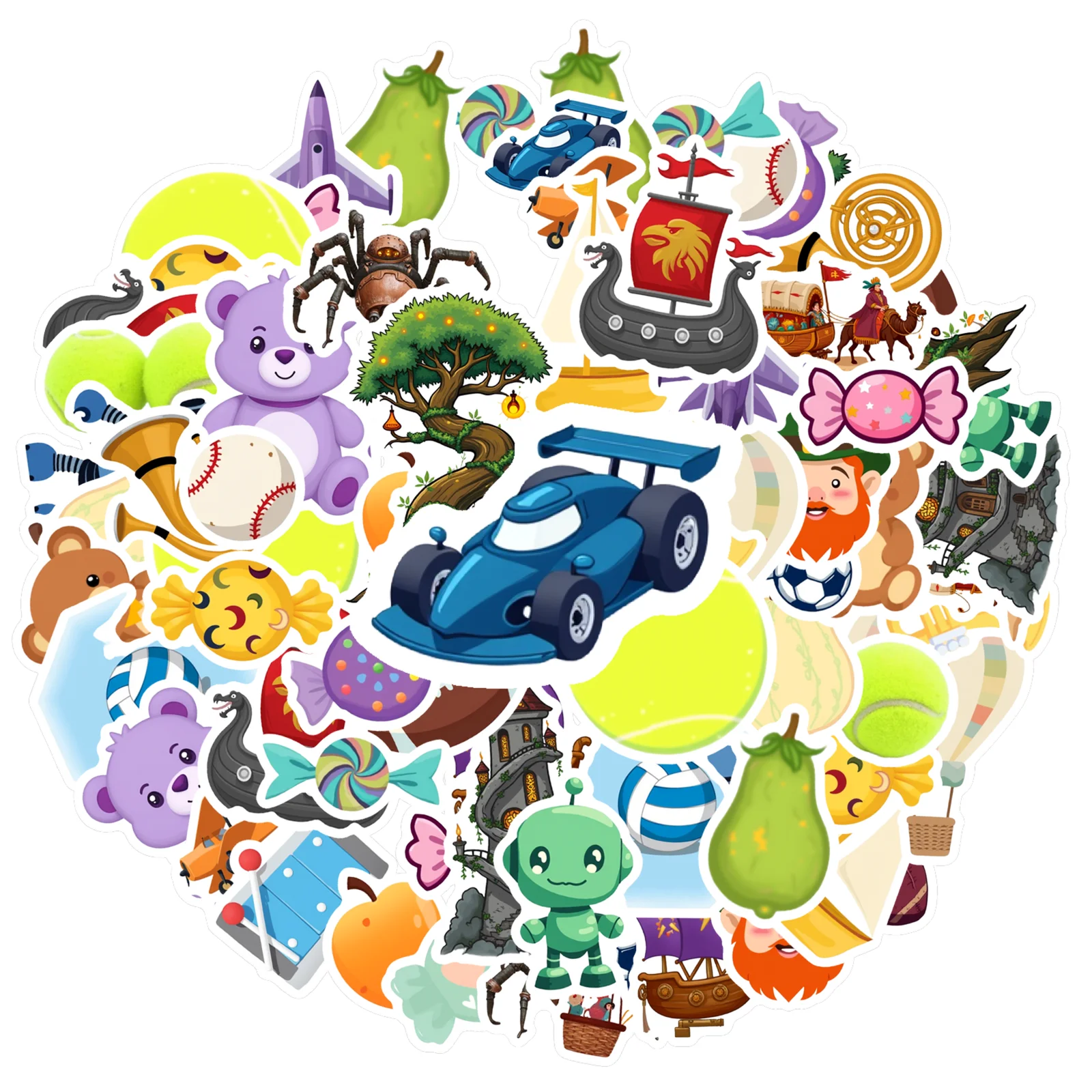 35pcs-50pcs Cartoon Stickers Playful Sports PVC Sticker Animal Stickers For Suitcase Fridge Phone Luggage Laptop Guitar