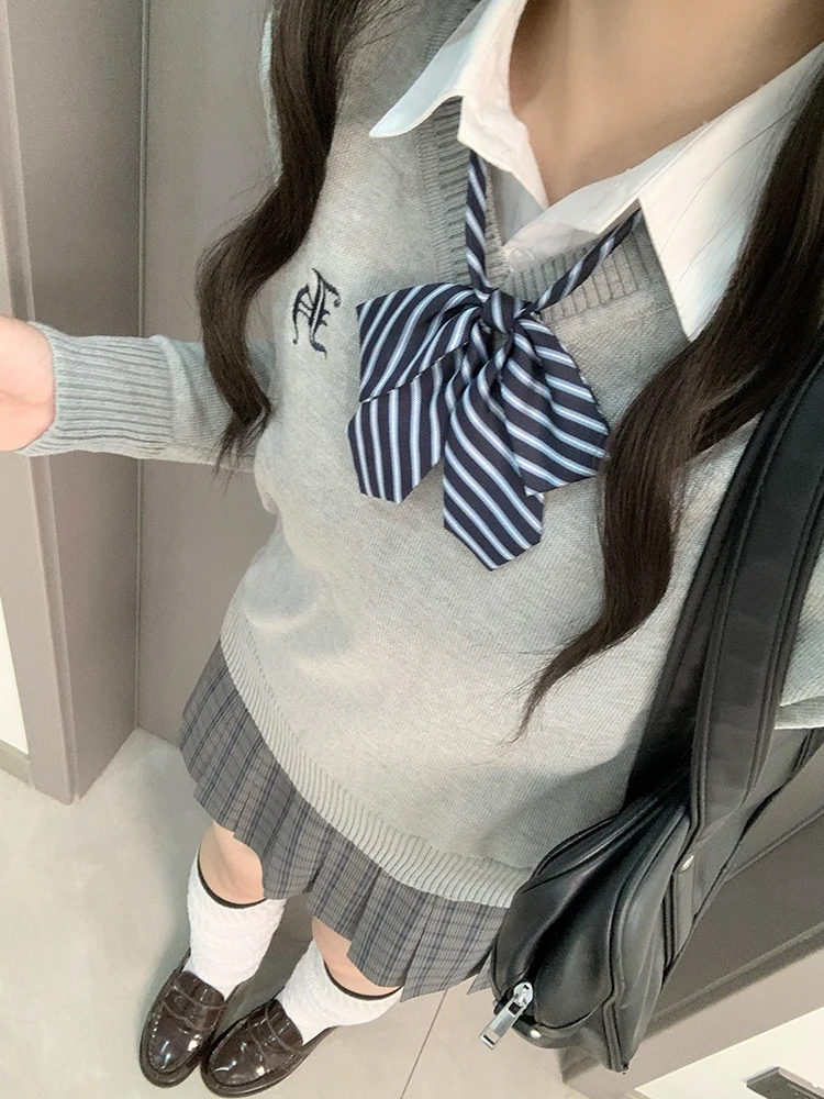 

Jk Sweater Multi-color Cardigan Jacket Women's Knitted Vest V-neck Pullover Autumn Style Japanese College Uniform Sweet Girl