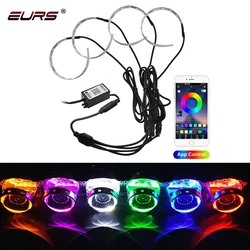 Projecteur LED RGB avec application Bluetooth, 360 degrés, yeux du diable et du démon, pour moto, 2.5 et 3.0 pouces, accessoires de voiture DRL