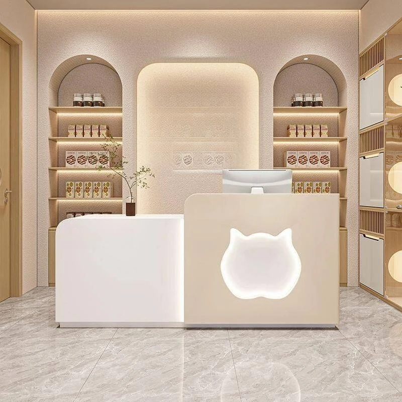 Simple modern pet store, front desk of educational institution, clothing store bar, kindergarten reception counter