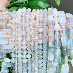 Natural Opal Crystal Quartz Stone Beads Round Faceted Matte Irregular Opalite Sapcer Bead For Jewelry Making DIY Women Bracelet