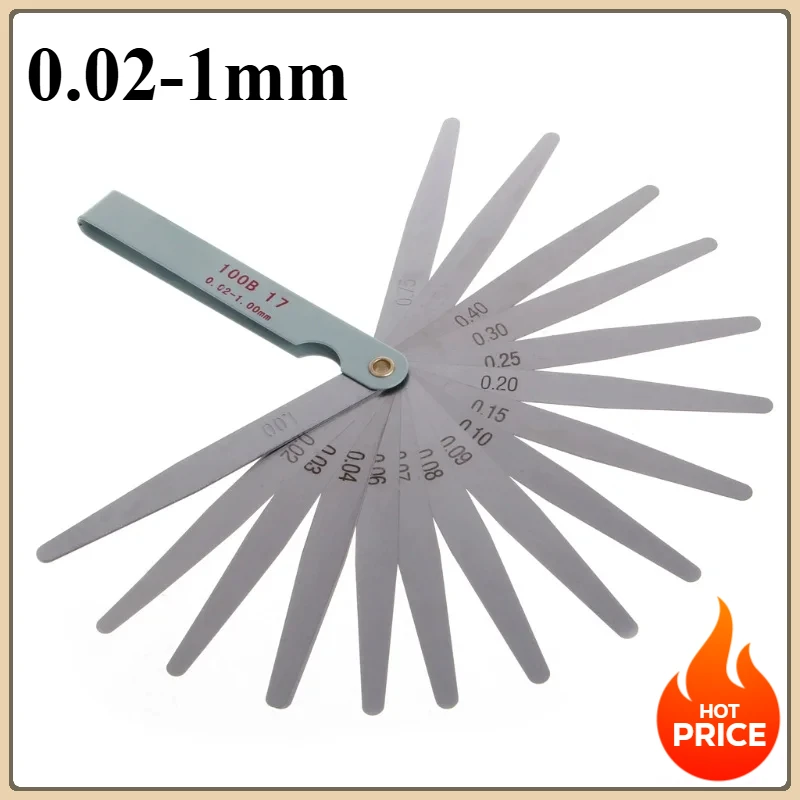 

17 Blades Feeler Gauge Metric Gap Filler Feeler Gauge 0.02 To 1mm Gage Measurment Tool For Engine Valve Adjustment