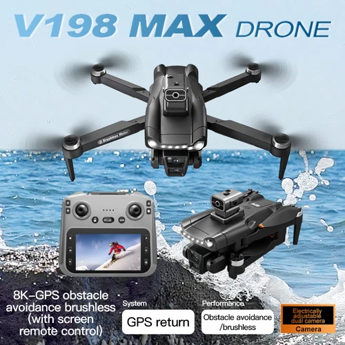 Imagen 1 del producto Nuevo para Xiaomi V198 GPS MAX Drone con cámara HD profesional 8k 5G WiFi barrera láser sin escobillas evitación cuadricóptero plegable