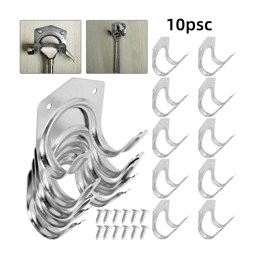 5/10pcs Hanger Sets Tools Storage Hooks Wall Mount Metal Double Hooks Garage Shed Hanging Organizer Garden Bracket