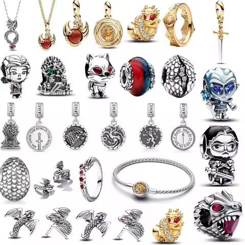 Disney 925 Sterling Silver Dragon Fire Ice Double Murano Glass Charm Fit Bracelets DIY Women Jeweley Ring Earring