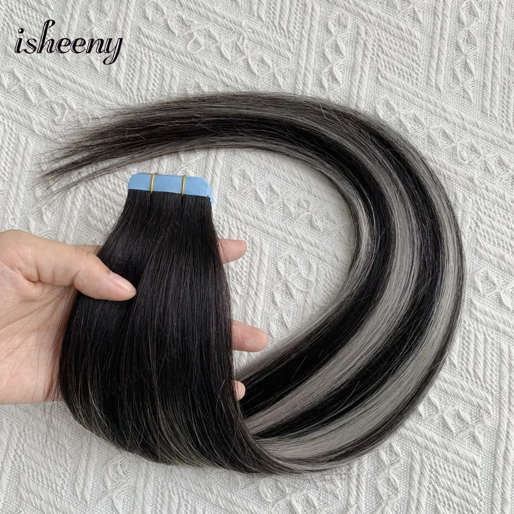 شريط Isheeny Balayage في وصلات شعر بشري 12 بوصة - 24 بوصة 20 قطعة/الحزمة شعر طبيعي حقيقي مستقيم بدون خياطة على الغراء #6