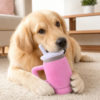 Pink Plush Tumbler Dog Toy 5