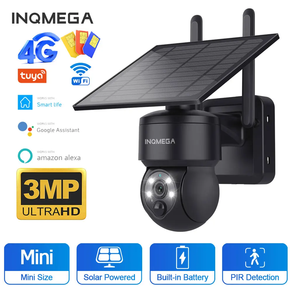 TUYA 3MP Solar Camera WIFI Outdoor كاميرا بالطاقة الشمسية4g  Camera Wifi extérieur Solaire support Alexa 4G LTE SIM Color Light