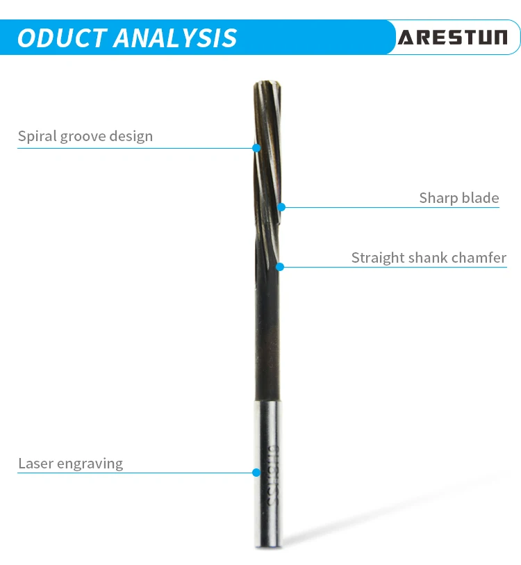 Utensile per lavorazione HSS Alesatore per flauto a spirale Taglio al cobalto H7 Gambo dritto Diametro 2mm-16mm per metallo Acciaio Alluminio Foro