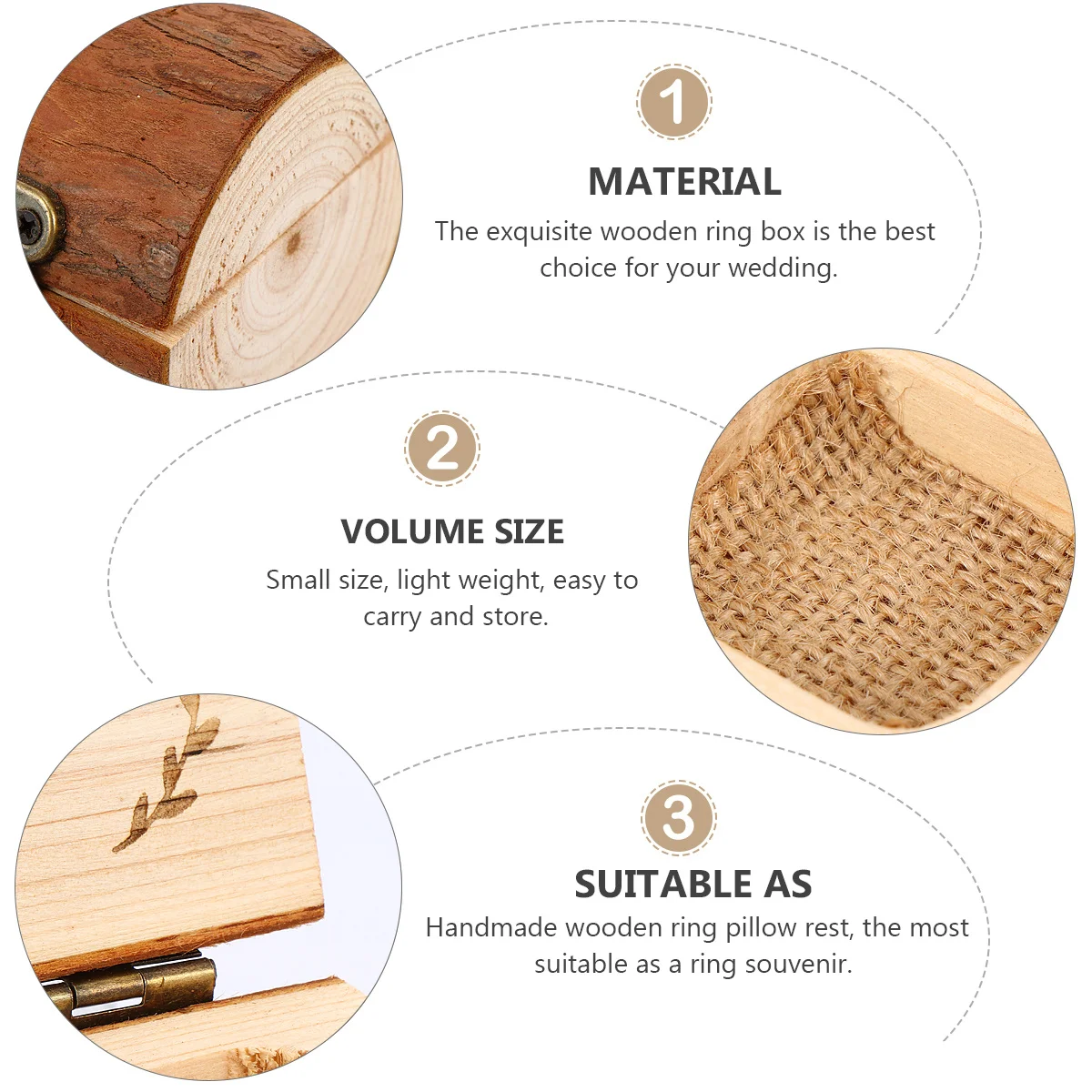 Wooden Ring Box Rustic Wedding Ceremony Holder Compact Lightweight Storage Engagement Party Wooden Ring Container