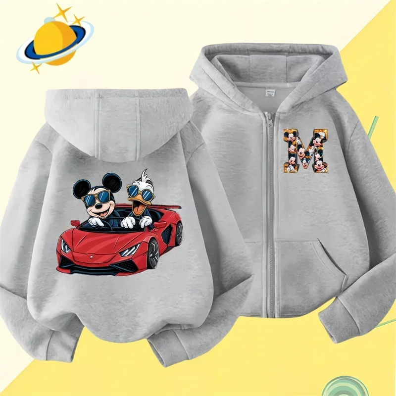 Mickey Mouse zipper hoodie Boys Girls Sweatshirt Autumn and winter long sleeve Harajuku Jumper series sewn casual hoodie