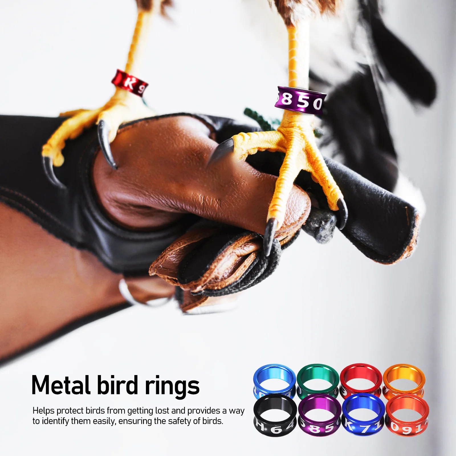 

50 pcs Bird Leg Bands Metal Bright Colored Numbered For Parrots Pigeons Chickens Poultry Distinguish Tool Pigeon Leg Ring