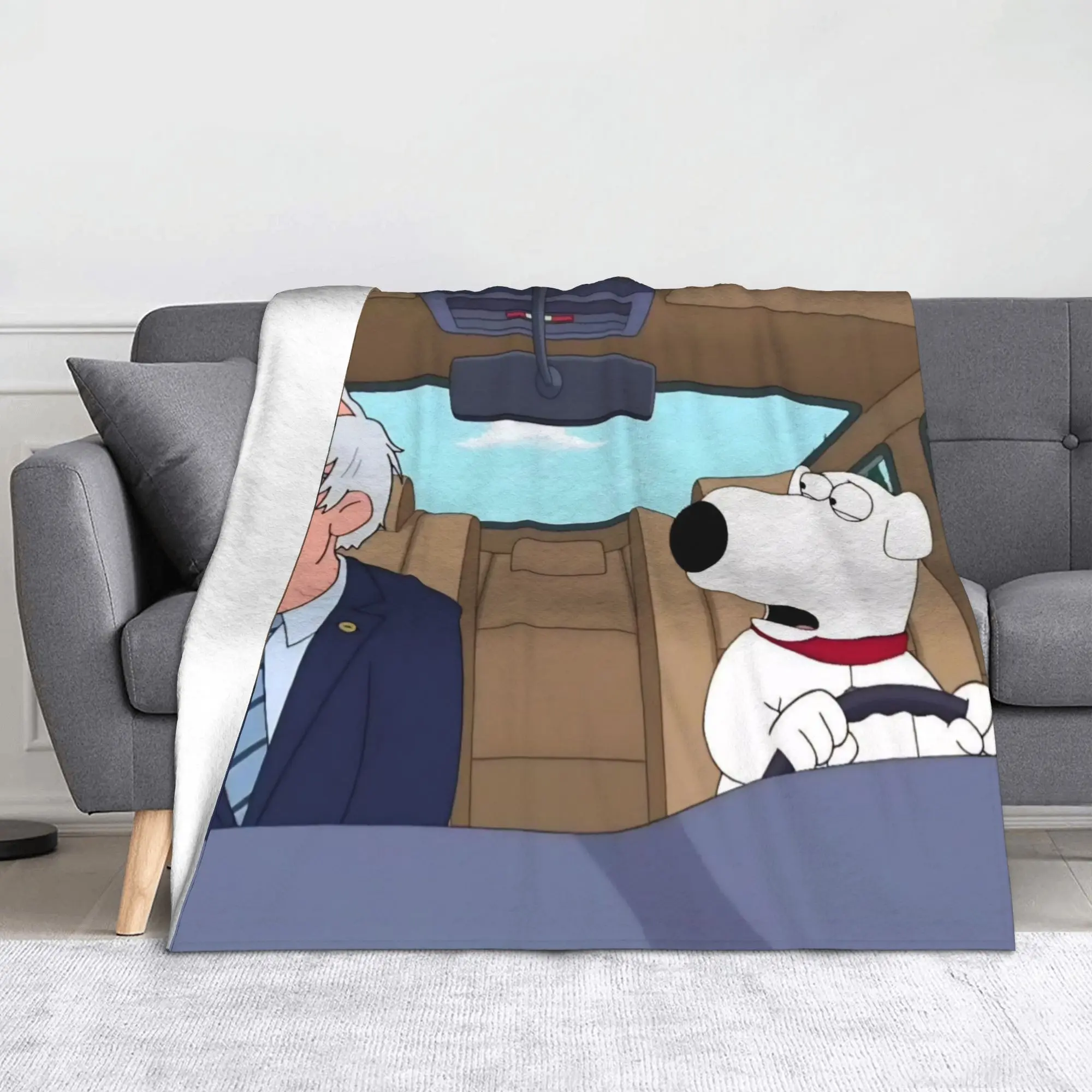 Familys Guys Anime Blankets Brian Dog Drive Fleece Throw Blankets Home Couch Decoration Lightweight Bedspread
