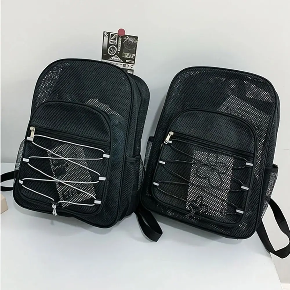 

Portable Mesh Backpack Multi-compartment Zipper Closure Fitness Training Bag Large Capacity Shoulder Strap Students School Bags