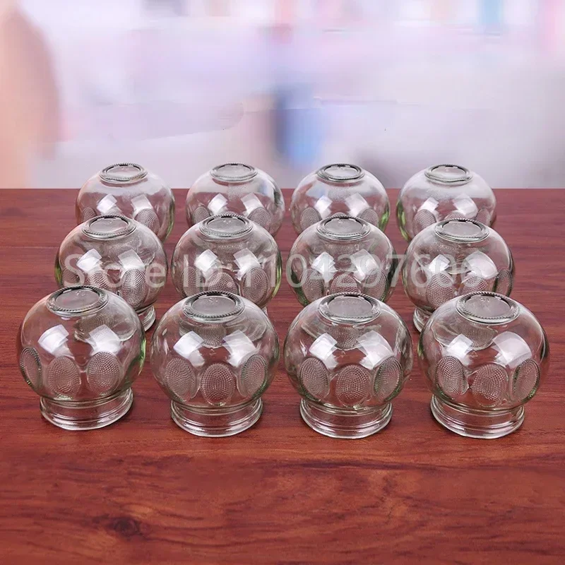 

12pcs Thickened Glass Chinese Vacuum Cupping Set Acupuncture Massage Cup Therapy Explosion-proof Glass Cupping Gift Set