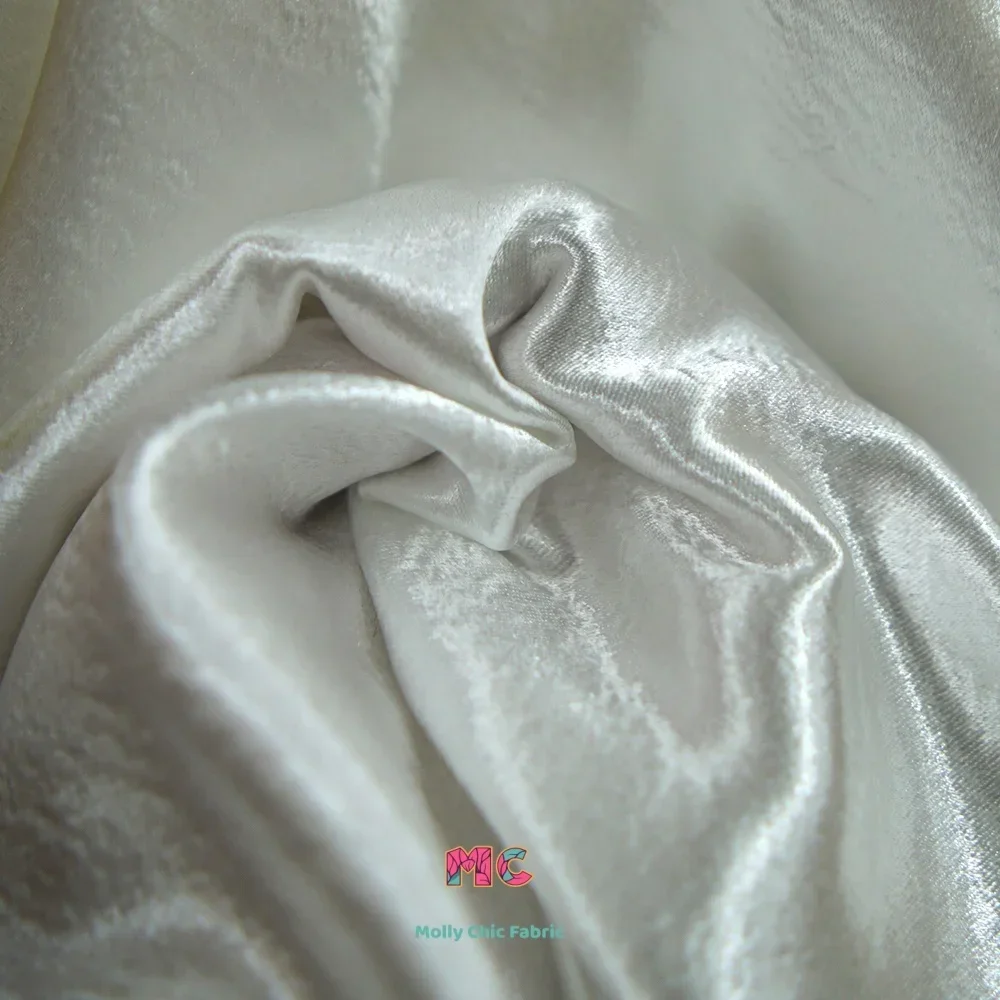 Tela crepé de doble cara de cristal blanco, dorado y rojo, costura de vestidos de novia, disfraces de actuación, telas para coser